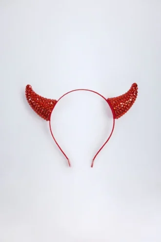 Bandă pentru cap Vixena Devil Horns în roșu aprins