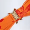 Baracoa Top de bikini cu gât halter și detalii metalice, cu imprimeu de orhidee portocalii Baracoa Top de bikini cu gât halter și detalii metalice, cu imprimeu de orhidee portocalii