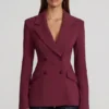 Blazer structurat cu două rânduri de nasturi Marika, în culoarea burgund Blazer structurat cu două rânduri de nasturi Marika, în culoarea burgund