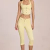 Blugi capri Anessa cu talie medie, în galben lămâie Blugi capri Anessa cu talie medie, în galben lămâie
