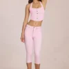Blugi capri Anessa cu talie medie, în roz floare Blugi capri Anessa cu talie medie, în roz floare