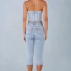 Blugi capri Landon din denim deschis, cu talie medie Blugi capri Landon din denim deschis, cu talie medie