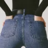 Blugi evazați cu talie înaltă Jacey, spălați indigo Blugi evazați cu talie înaltă Jacey, spălați indigo