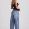 Blugi Jeylan cu talie joasă și picior larg, spălare vintage Blugi Jeylan cu talie joasă și picior larg, spălare vintage