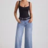 Blugi Jeylan cu talie joasă și picior larg, spălare vintage Blugi Jeylan cu talie joasă și picior larg, spălare vintage