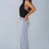 Blugi Lorielle cu talie medie și croi drept, din denim deschis Blugi Lorielle cu talie medie și croi drept, din denim deschis