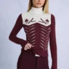 Bluză ajustată cu mâneci lungi din tricot, în culoarea Burgundy Bluză ajustată cu mâneci lungi din tricot, în culoarea Burgundy