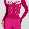 Bluză ajustată cu mâneci lungi din tricot, în roz magenta Bluză ajustată cu mâneci lungi din tricot, în roz magenta