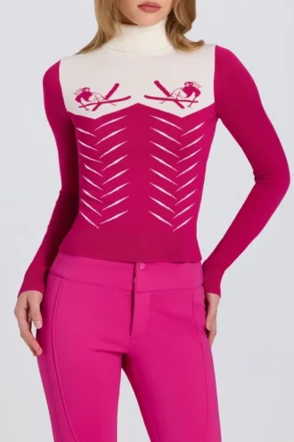 Bluză ajustată cu mâneci lungi din tricot, în roz magenta Bluză ajustată cu mâneci lungi din tricot, în roz magenta