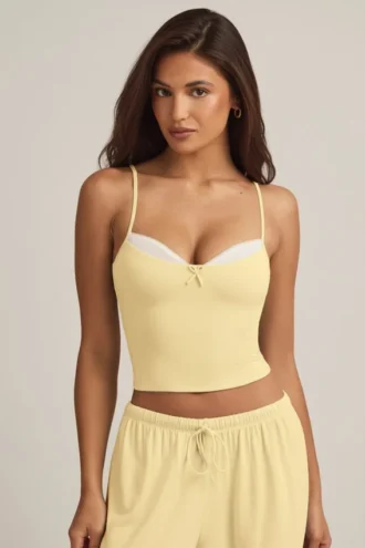 Bluză de pijama Isalie din modal, în galben pastel Bluză de pijama Isalie din modal, în galben pastel