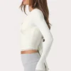 Bluză înfășurată din jersey moale, culoare lapte