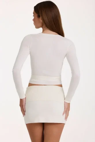 Bluză înfășurată din tricot moale, culoare ivoriu Bluză înfășurată din tricot moale, culoare ivoriu