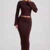 Bluză Wilona din tricot cu nervuri și decolteu în V, culoare Espresso Bluză Wilona din tricot cu nervuri și decolteu în V, culoare Espresso