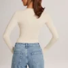 Body Elodie Modal cu mâneci lungi și decolteu adânc, în culoarea Ivory Body Elodie Modal cu mâneci lungi și decolteu adânc, în culoarea Ivory