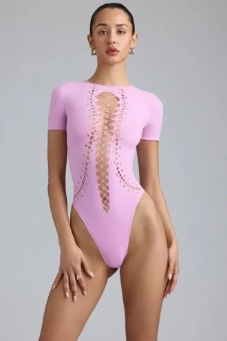 Body-ul cu șireturi Raine în roz violet
