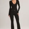 Body-ul cu mâneci lungi și decolteu adânc Elodie Modal, negru Body-ul cu mâneci lungi și decolteu adânc Elodie Modal, negru