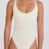 Body-ul din jersey de bumbac elastic, cu spate încrucișat, în nuanța crem Body-ul din jersey de bumbac elastic, cu spate încrucișat, în nuanța crem