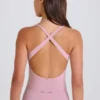 Body-ul din jersey de bumbac elastic, cu spate încrucișat, în nuanța mov Body-ul din jersey de bumbac elastic, cu spate încrucișat, în nuanța mov