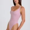 Body-ul din jersey de bumbac elastic, cu spate încrucișat, în nuanța mov Body-ul din jersey de bumbac elastic, cu spate încrucișat, în nuanța mov