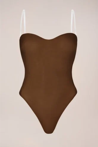 Body-ul fără bretele Intimates, culoare castan