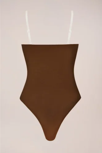 Body-ul fără bretele Intimates, culoare castan