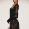 Body-ul mini corset Jovie din plasă transparentă cu ornamente, în culoarea neagră Body-ul mini corset Jovie din plasă transparentă cu ornamente, în culoarea neagră
