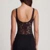Body Zayla din dantelă transparentă cu decolteu adânc și margini festonate, negru Body Zayla din dantelă transparentă cu decolteu adânc și margini festonate, negru