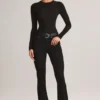 Body Ziva din modal, cu guler rotund și mâneci lungi, în negru