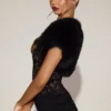 Bolero cu mâneci scurte din blană artificială Revia, negru Bolero cu mâneci scurte din blană artificială Revia, negru
