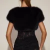 Bolero cu mâneci scurte din blană artificială Revia, negru Bolero cu mâneci scurte din blană artificială Revia, negru