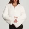 Bolero scurt din blană artificială Almerinda, alb Bolero scurt din blană artificială Almerinda, alb