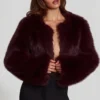Bolero scurt din blană artificială Almerinda, culoare vin Bolero scurt din blană artificială Almerinda, culoare vin