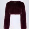 Bolero scurt din blană artificială Almerinda, culoare vin Bolero scurt din blană artificială Almerinda, culoare vin