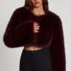 Bolero scurt din blană artificială Almerinda, culoare vin Bolero scurt din blană artificială Almerinda, culoare vin