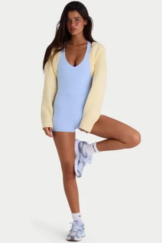 Bolero scurt din tricot cu nervuri, culoare lămâie