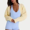 Bolero scurt din tricot cu nervuri, culoare lămâie Bolero scurt din tricot cu nervuri, culoare lămâie