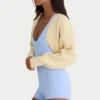Bolero scurt din tricot cu nervuri, culoare lămâie Bolero scurt din tricot cu nervuri, culoare lămâie