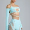 Bolero scurt Pixie cu ornamente, albastru gheață
