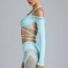 Bolero scurt Pixie cu ornamente, albastru gheață