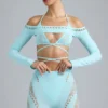 Bolero scurt Pixie cu ornamente, albastru gheață