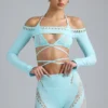 Bolero scurt Pixie cu ornamente, albastru gheață