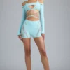 Bolero scurt Pixie cu ornamente, albastru gheață