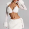 Bolero Vira cu bordură din blană artificială, alb Bolero Vira cu bordură din blană artificială, alb
