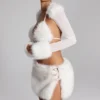 Bolero Vira cu bordură din blană artificială, alb Bolero Vira cu bordură din blană artificială, alb