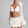 Bolero Vira cu bordură din blană artificială, alb Bolero Vira cu bordură din blană artificială, alb