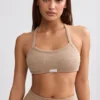 Braletă din material frotir cu gât rotund, în nuanța Mocha Brown Braletă din material frotir cu gât rotund, în nuanța Mocha Brown