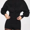 Cardigan cu mâneci lungi din tricot Anele, negru Cardigan cu mâneci lungi din tricot Anele, negru