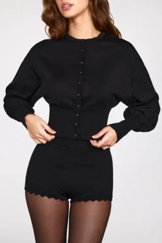 Cardigan cu mâneci lungi din tricot Anele, negru