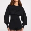 Cardigan cu mâneci lungi din tricot Anele, negru Cardigan cu mâneci lungi din tricot Anele, negru