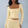 Cardigan cu mâneci lungi din tricot Tahlia, culoare galben unt Cardigan cu mâneci lungi din tricot Tahlia, culoare galben unt